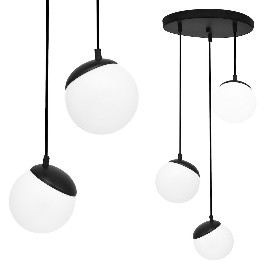 Suspension sphérique sfera 3 lumières en métal et verre noir 14cm Suspension SFERA NOIRE 3xE14