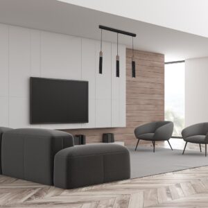 Suspension SOLO SAWN NOIR / BOIS PATINÉ 3x mini GU10