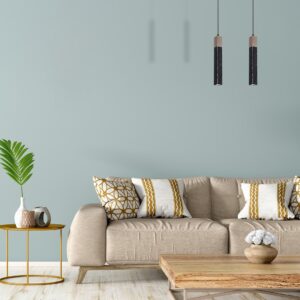 Suspension SOLO SAWN NOIRE / BOIS PATINÉ 1x mini GU10