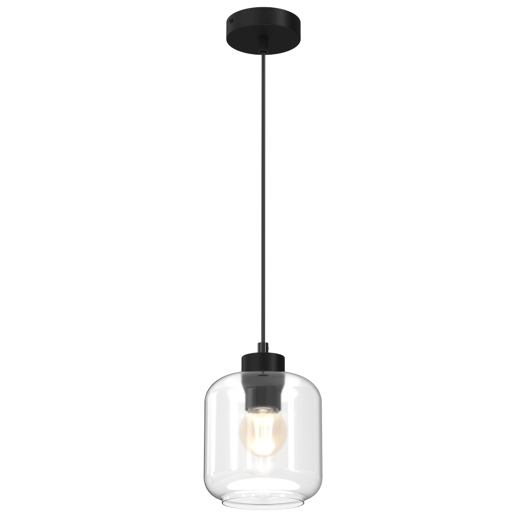 Suspension abat jour sombra clear 1 lumière en verre métal et plastique noir 14cm Suspension SOMBRA CLEAR 1xE27
