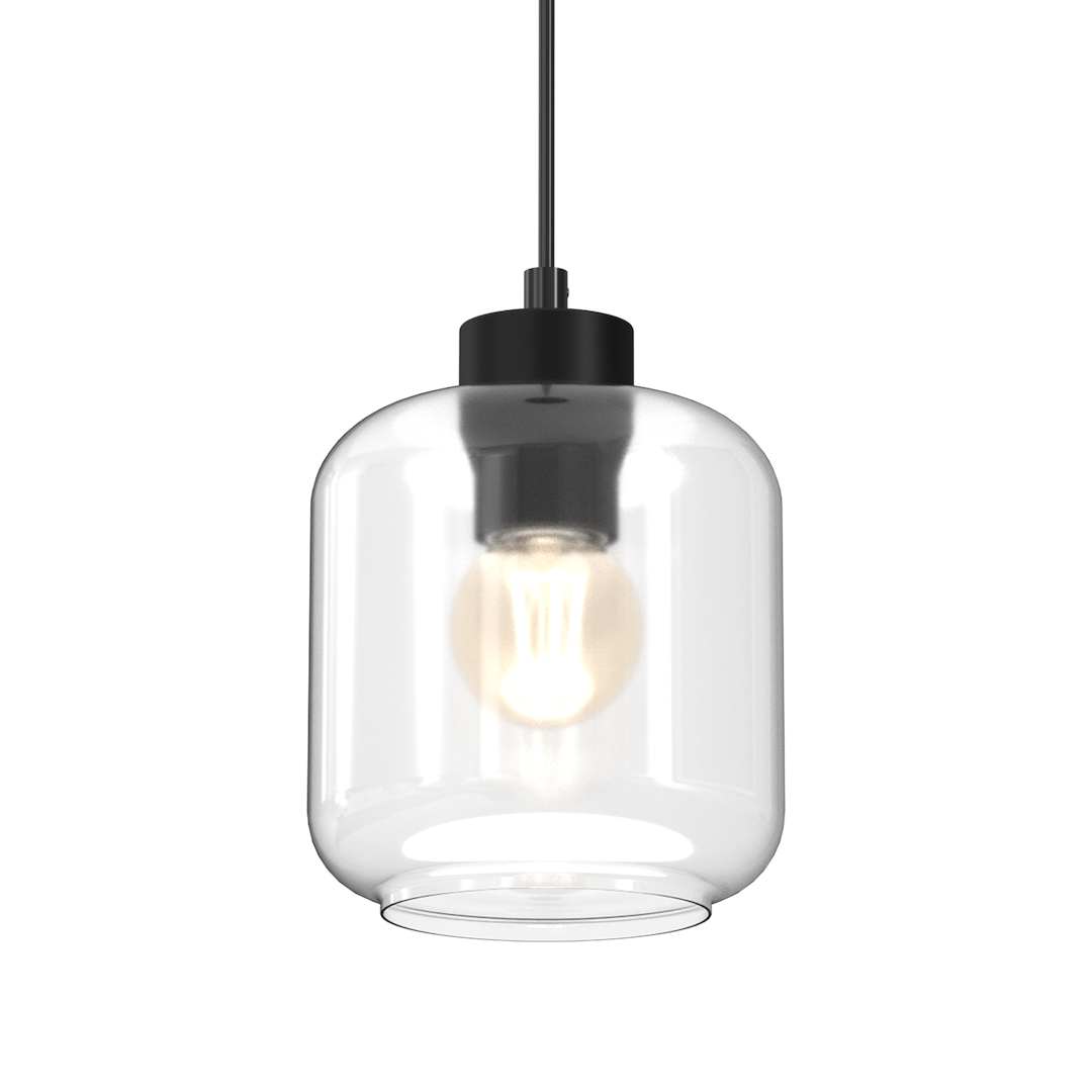 Suspension abat jour sombra clear 1 lumière en verre métal et plastique noir 14cm Suspension SOMBRA CLEAR 1xE27