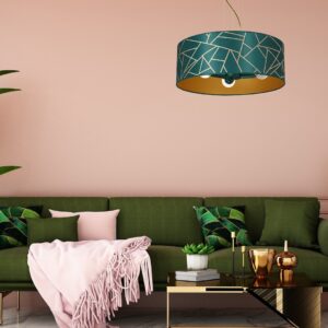 Suspension Ziggy Blanc Doré/Bouteille verte 3xE27