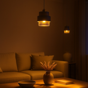 Suspension Métal Noir Cylindrique