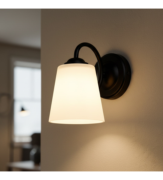 Applique murale 1L Pafos Métal Noir