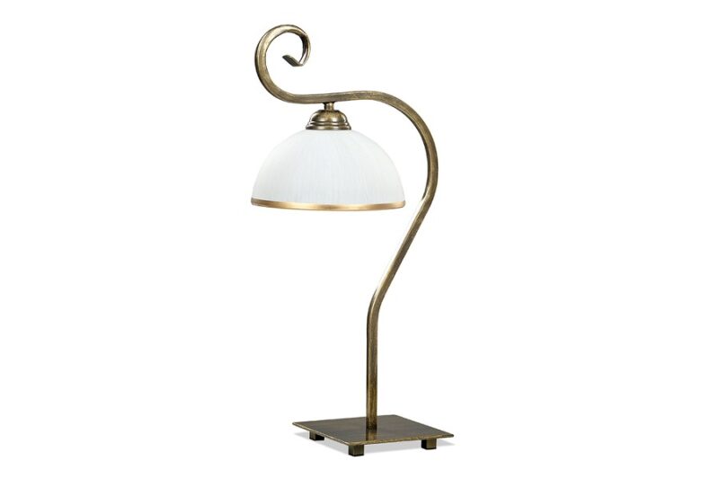 Lampe à poser vintage dorée abat-jour verre blanc dépoli WIVARA LN1